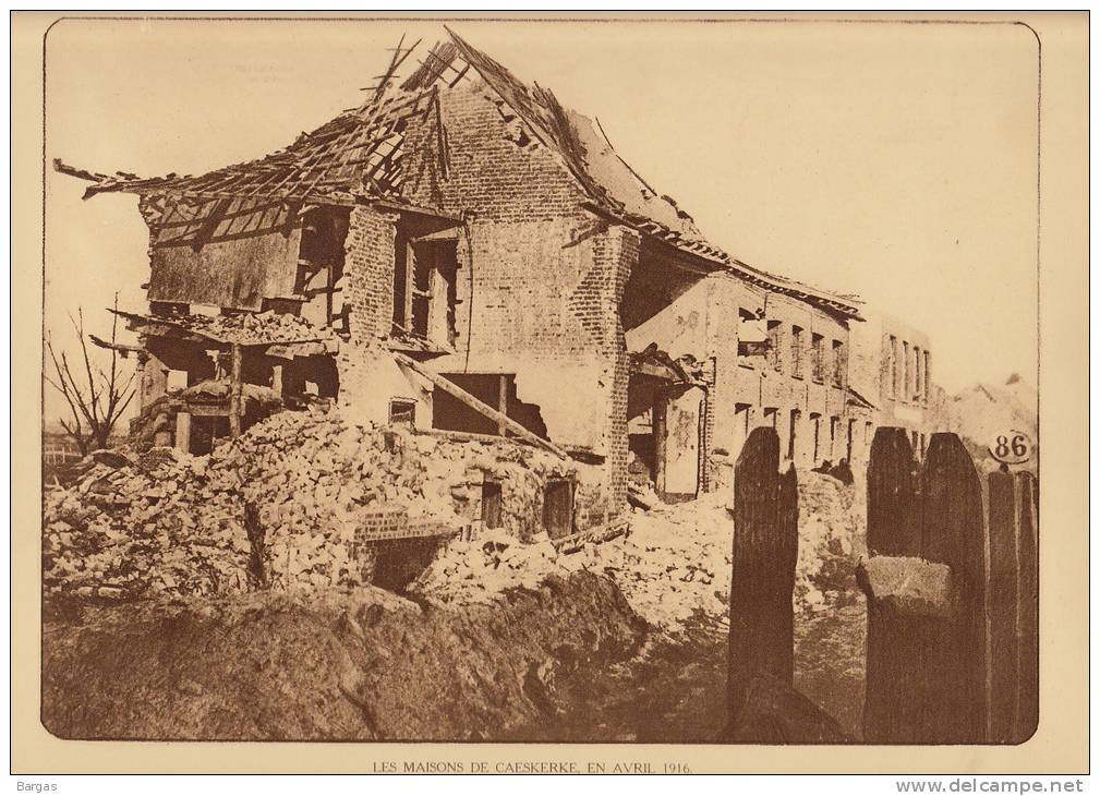 Planche Du Service Photographique Armée Belge Guerre 14-18 WW1 Ruine Maison à Caeskerke - Andere & Zonder Classificatie