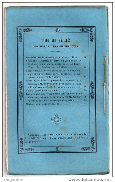 Bulletin De La Société D´Agriculture Du Département Du Cher N° XXIII, 1842, Chaulage, Chou Chinois, Vers à Soie - Centre - Val De Loire