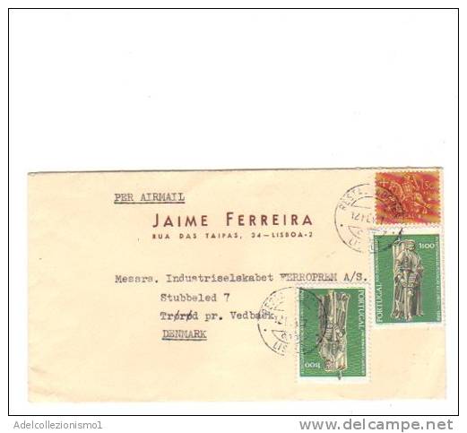 69693)lettera Aerea Portoghese Con 3 Valori + Annullo - Used Stamps
