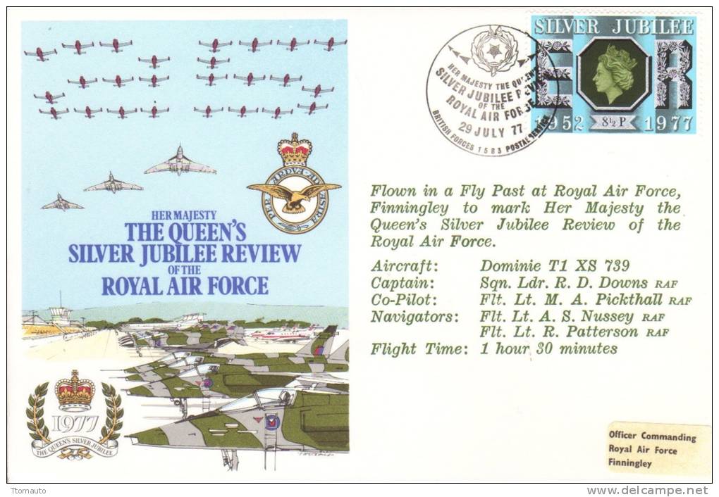 GB - Queen´s Silver Jubilee RAF Review  -  Flown FDC - Avions