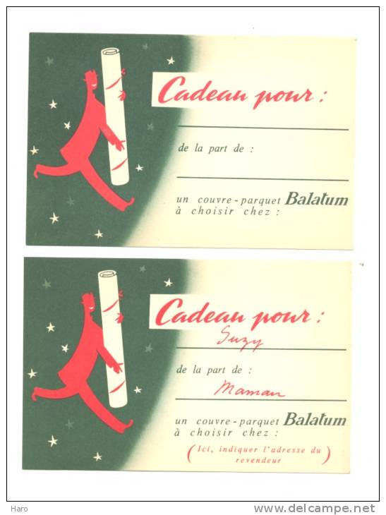 Carte D'envoi D'un Cadeau - Couvre-parquet "BALATUM" Lot De 2 (variantes) Y243 - Cartes De Visite
