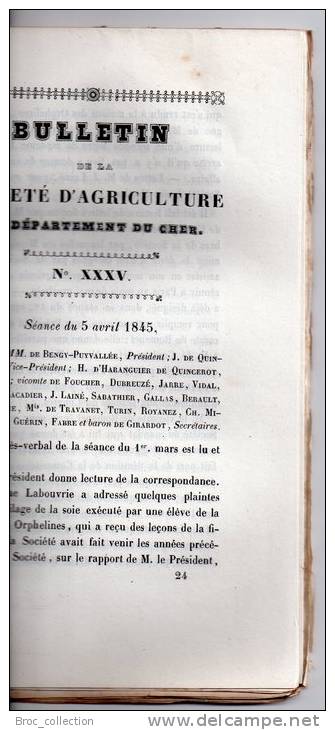 Bulletin De La Société D´Agriculture Du Département Du Cher N° XXXV, 1845, Charrue Reignier, Voir Détail - Centre - Val De Loire