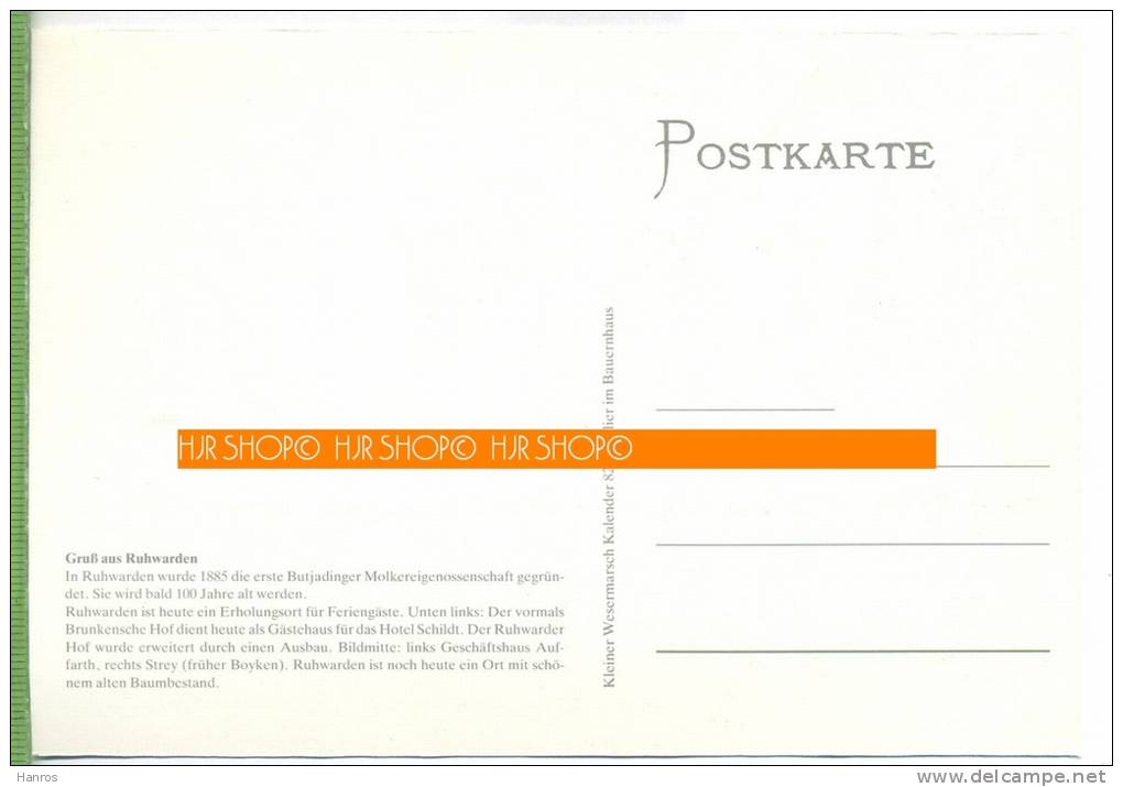 Ruhwarden Verlag:  Wesermarschkalender, Postkarte, Unbenutzte Karte - Nordenham