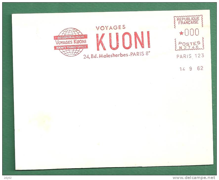 Voyage, "Kuoni"- EMA Secap - Spécimen De Présentation  14x11 Cm   (K797) - Other & Unclassified