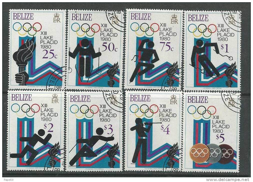 Belize N° 447 / 54 O Jeux Olympiques D'hiver à Lake Placid 1980 , Les 8 Valeurs Oblitérations Moyennes Sinon TB - Belize (1973-...)