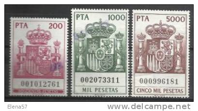 9101-LOTE ESPAÑA FISCALES MONARQUIA AÑO 1985 VALOR 105,00€ CON EL 5000 PESETAS. LOT 9101-ESPAGNE Exercice 1985 MONARCHIE - Fiscales