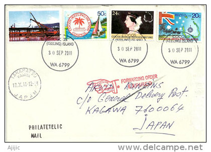 Lettre Postée ILES COCOS KEELING (Océan Indien) Destination Kagawa. Japon. - Iles