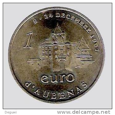 1 Euro Temporaire Precurseur D´ AUBENAS  1997,  RRRR, Gute Erhaltung, BR, Nr. 62 - Euros De Las Ciudades