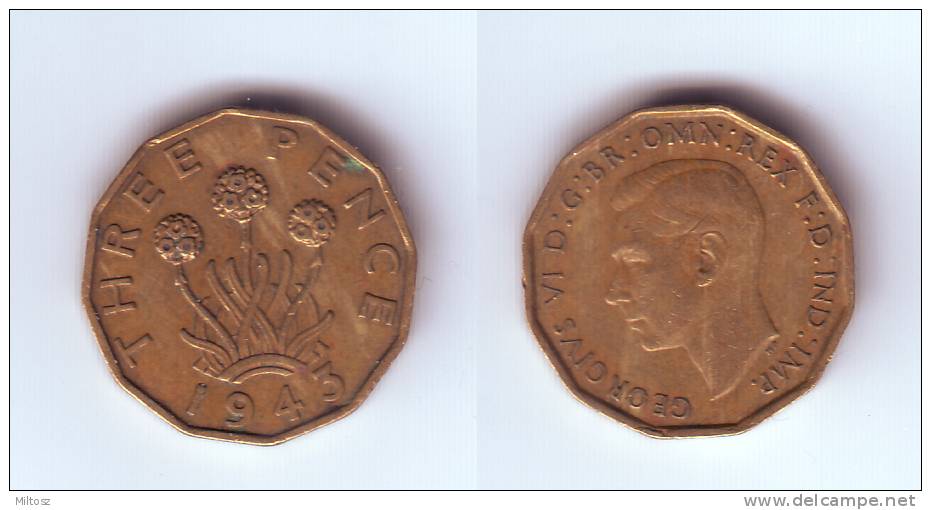Great Britain 3 Pence 1943 - F. 3 Pence