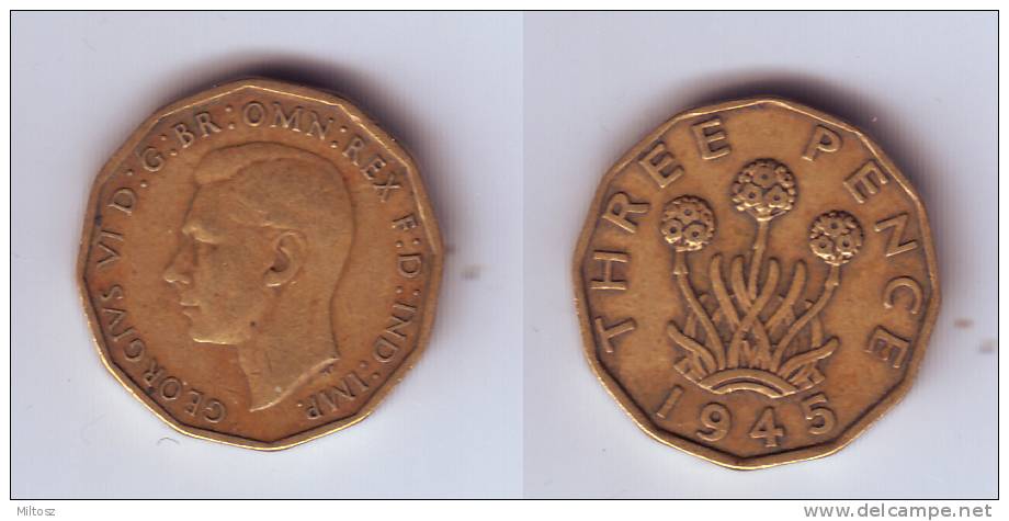 Great Britain 3 Pence 1945 - F. 3 Pence