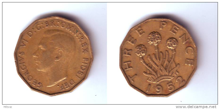 Great Britain 3 Pence 1952 - F. 3 Pence