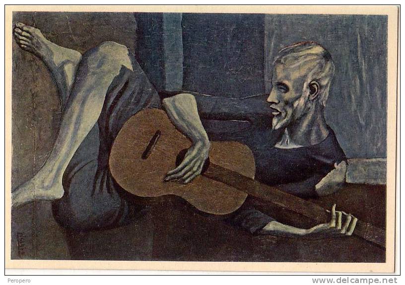 AK KÜNSTLEKARTEN PABLO PICASSO : THE GUITARIST, SPANISH 1881. COLLOTYPE BY MAX JAFFE,WIEN, Nr.219.OLD POSTCARD - Picasso