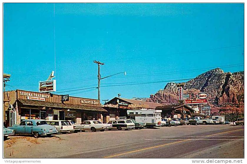 206763-Arizona, Sedona, Business Section, Stores, 60s Cars - Sedona