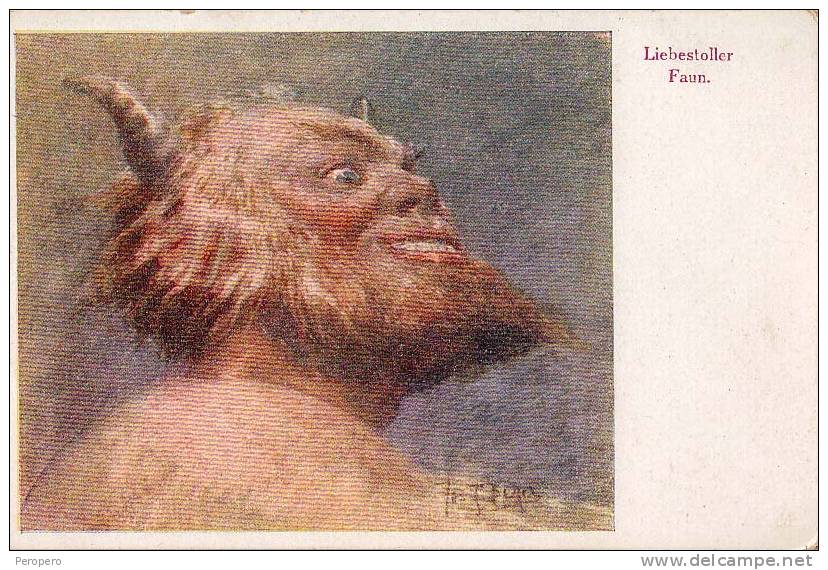 AK PHANTASIE LIEBESTOLLER FAUN SIGNIERT KARTE ,VERLAG F.MORAWETZ,SALZBURG,OLD POSTCARD - Sonstige & Ohne Zuordnung