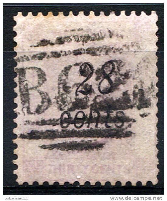 HONG KONG 1879 Wmk CC Perf.14 - 28c On 30c - Yv.28 (Mi.30, Sc.30) Used - Oblitérés