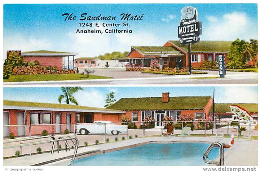 206795-California, Anaheim, Sandman Motel, Multi-View, Swimming Pool, 50s Car - Anaheim