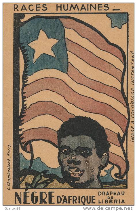 ( CPA AFRIQUE )  LIBÉRIA  /  Nègre D'Afrique - Drapeau De LIBÉRIA -  Races Humaines  - - Liberia