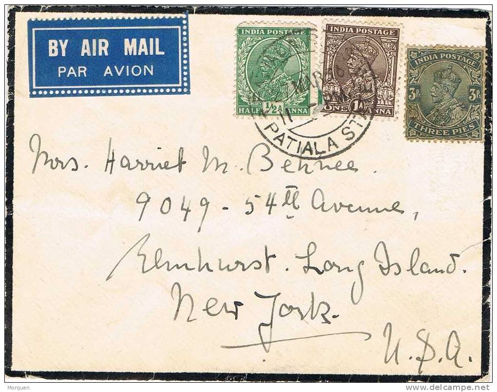 1551. Carta Aerea De Luto  PATIALA State 1936. - 1936-47 King George VI