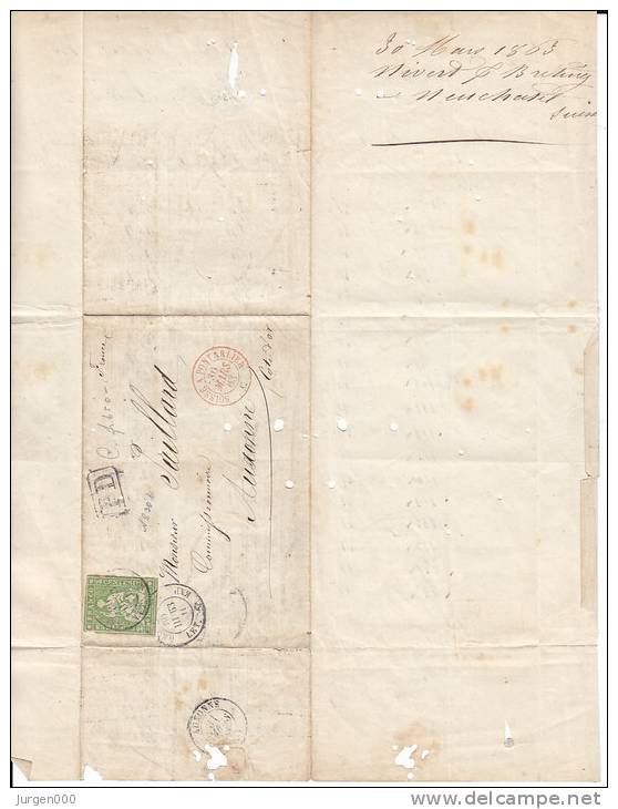Nr 17II, PD, Lettre De Neufchatel AAuxonne, Suisse A Pontarlier (X22169) - Lettres & Documents