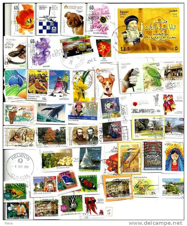 AUSTRALIA LOT102 MIXTURE OF50+ USED STAMPS SOME 2010/12 INC.NEW & EGYPT HUGE SIZE ETC.READ DESCRIPTION!! - Vrac (max 999 Timbres)
