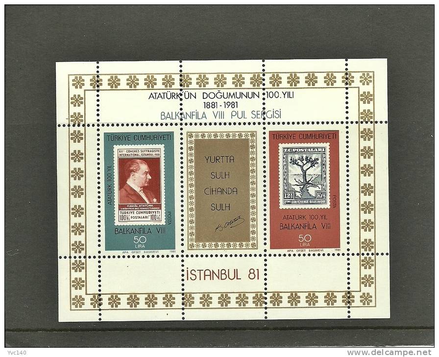 Turkey; 1981 "Balkanfila VIII" Stamp Exhibition - Unused Stamps