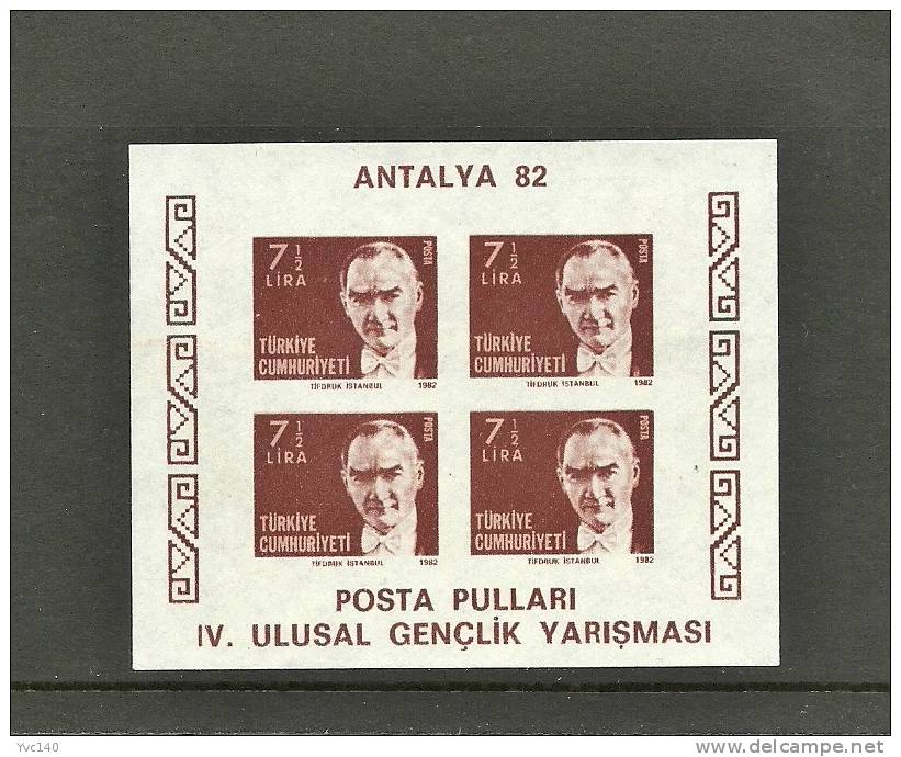 Turkey; 1982 Souvenir Sheet Of "Antalya 82" Stamp Exhibition - Unused Stamps