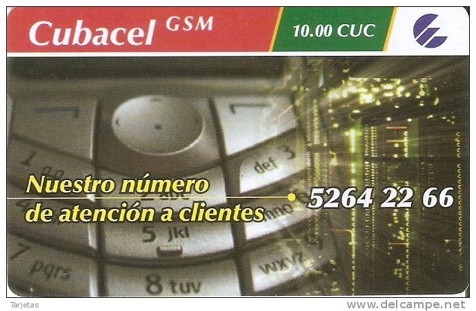 TARJETA DE CUBA DE CUBACEL GSM EN PLASTICO BRILLANTE - Cuba