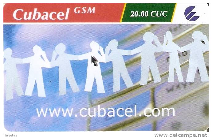 TARJETA DE CUBA DE GSM CUBACEL .COM DE 20 CUC CÓDIGO PARTE INFERIOR - Kuba