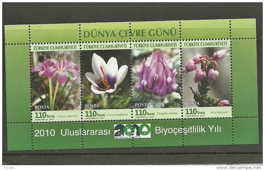 Turkey; 2010 World Environment Day (Flowers) - Unused Stamps