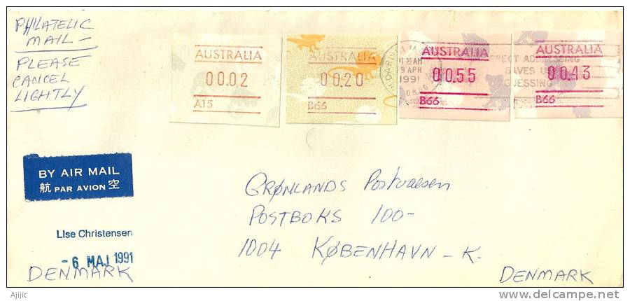 Lettre Timbre Frama Darwin Australie  Adressée Au Danemark  1991. Deux Photos Recto-verso - Timbres De Distributeurs [ATM]