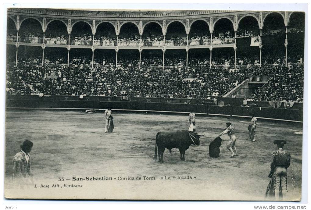 Espagne CPA Voyagée 1907 San-Sebastian Corridas De Toros La Estocada (éd L Bosq N° 33) - Guipúzcoa (San Sebastián)