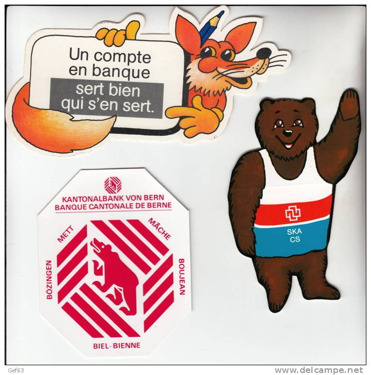 3 Autocollants / Adesivi / Aufkleber / Stickers - Banque / Bank  / Banca - Autocollants