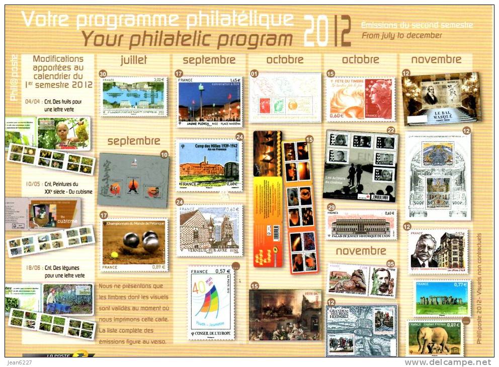 2  PAP - Carte Postale - Programme Philatélique 2012 - 1e Semestre Et 2e Semestre - Pseudo-entiers Officiels