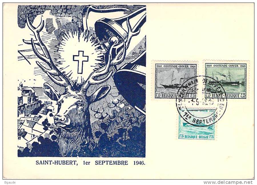 BELGIQUE CARTE PHILATELIQUE  NUM.YVERT  725/727 SAINT HUBERT - 1951-1960