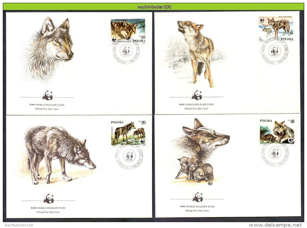 Mki026fb WWF FAUNA ZOOGDIEREN WILDE HOND WOLF WILD DOG POLEN POLAND POLSKA 1985 FDC'S - FDC