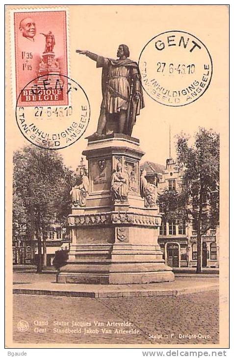 BELGIQUE CARTE MAXIMUM  NUM.YVERT  783 JACQUES VAN ARTEVELD - 1934-1951