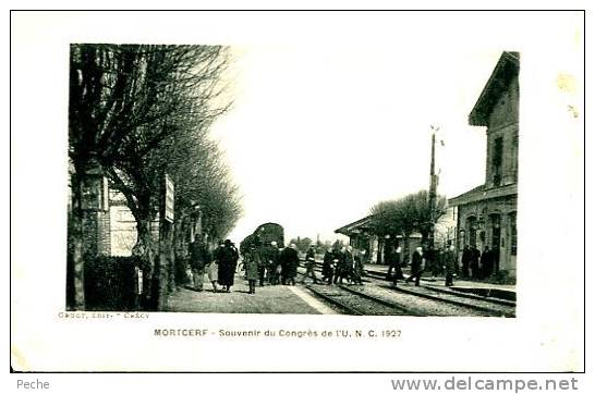 N°28757 -cpa Morticerf -souvenir Du Congès De L'U.N.C. 1927- RRR - Gares - Avec Trains