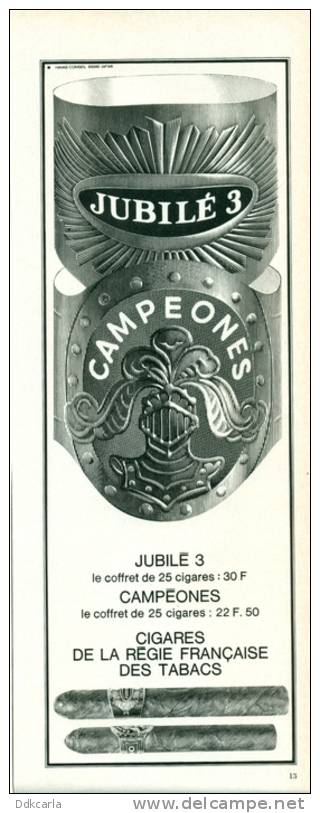 Reclame Uit Oud Magazine 1964 - Jubilé 3 - Cigares De La Régie Française Des Tabacs - Campéones - Documentos