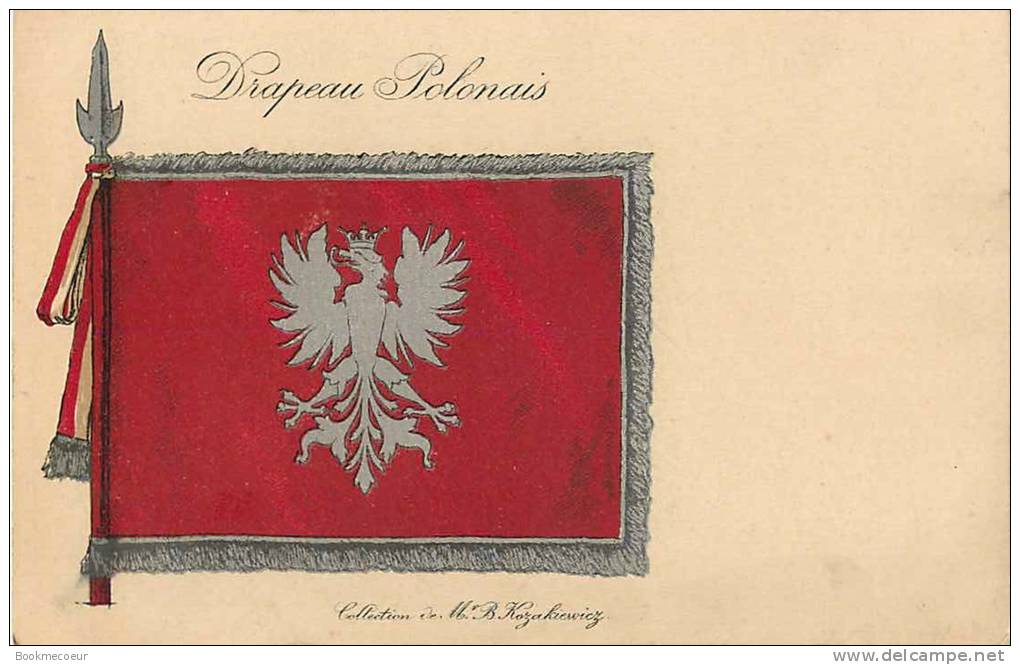 DRAPEAU POLONAIS  COLLECTION DE MR KOZAHIEWICZ   JAMAIS VUE SUR DELCAMPE  TRE BEAU - Polonia