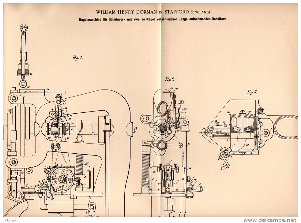 Original Patentschrift - W. Dorman In Stafford , England , 1899 , Nagel - Maschine Für Schuhe , Shoes , Shoe !!! - Tools