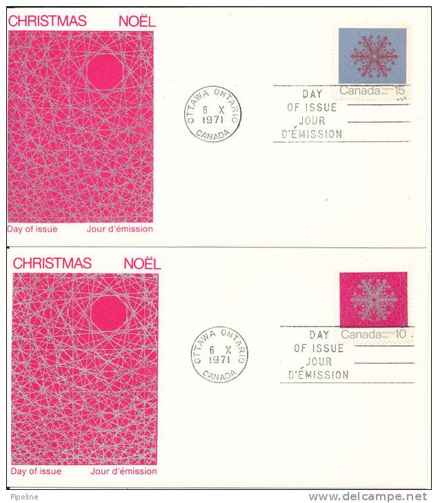 Canada FDC 6-10-1971 Complete Set Of 4 Christmas Stamps On 4 Covers With Cachet - 1971-1980