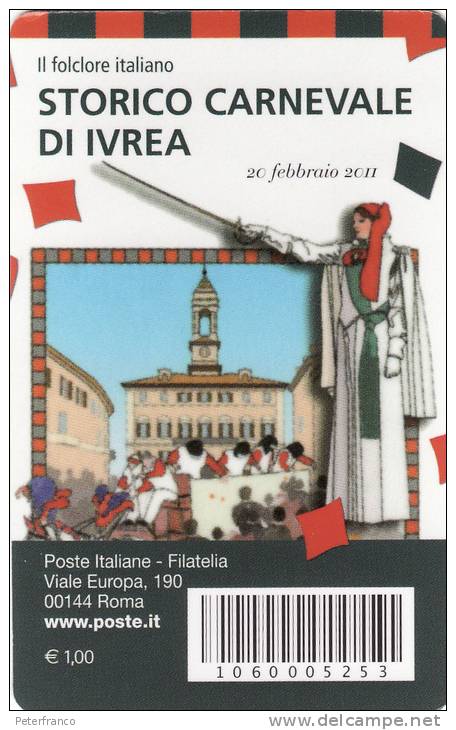 P - 2011 Italia  - Folclore Italiano - Carnevale Di Ivrea - Philatelic Cards