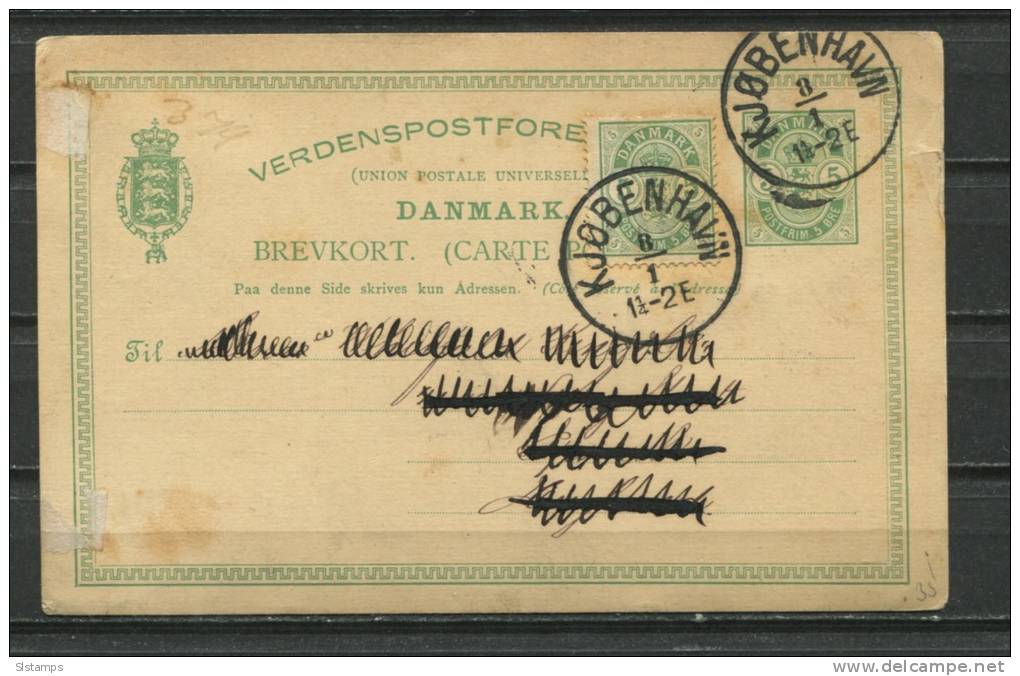 Denmark 1910 Upgrated Postal Stationary Card Kjobenhavn - Postwaardestukken