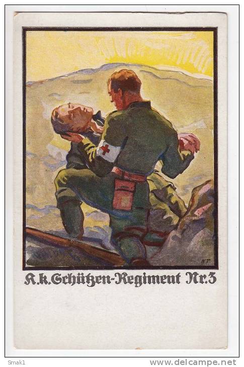 RED CROSS THE FAITHFUL PAL SOLDIERS Nr. 3 FOR WIDOWS AND ORPHANS FUND THE REGIMENT OLD POSTCARD - Red Cross