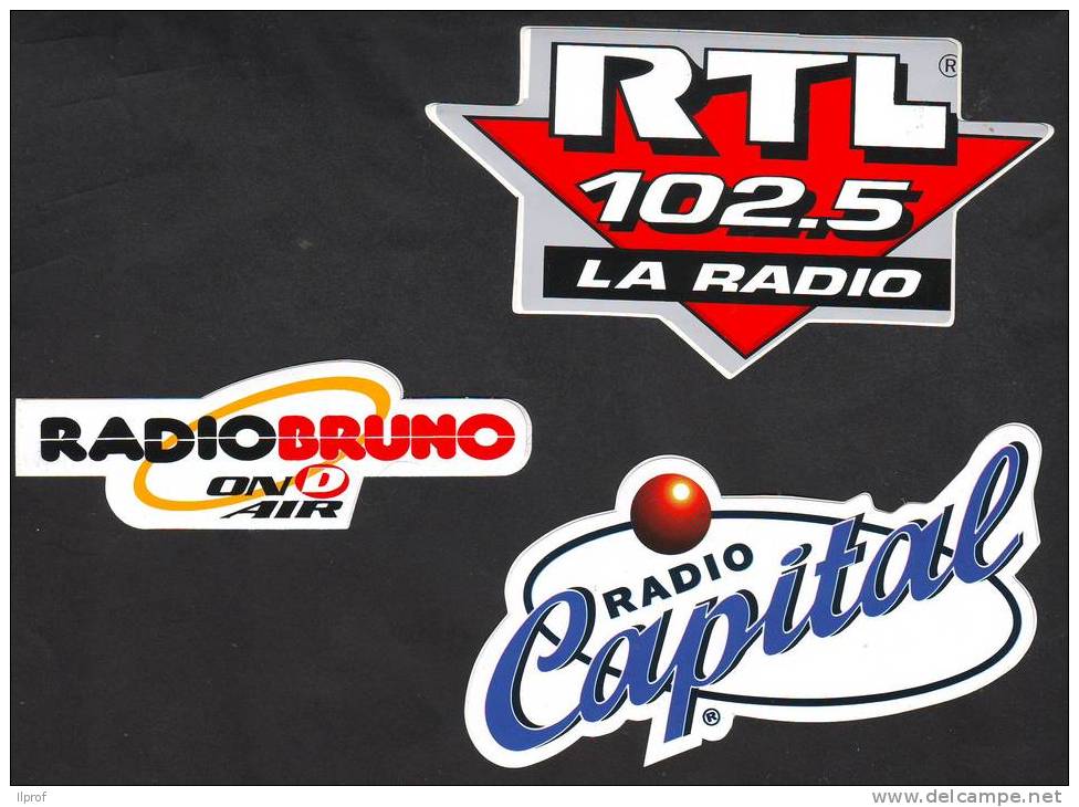 Radio RTL + Radio Centrale + Radio Bruno, 3   Adesivi Di Vari Forma - Other & Unclassified