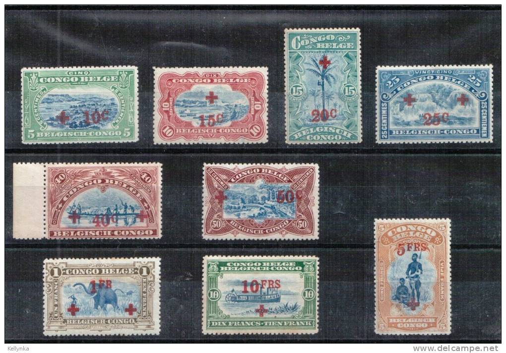 Belgian Congo - COB 72/80 - SCOTT B1/B9 - Red Cross - 1918 - MNH - Unused Stamps