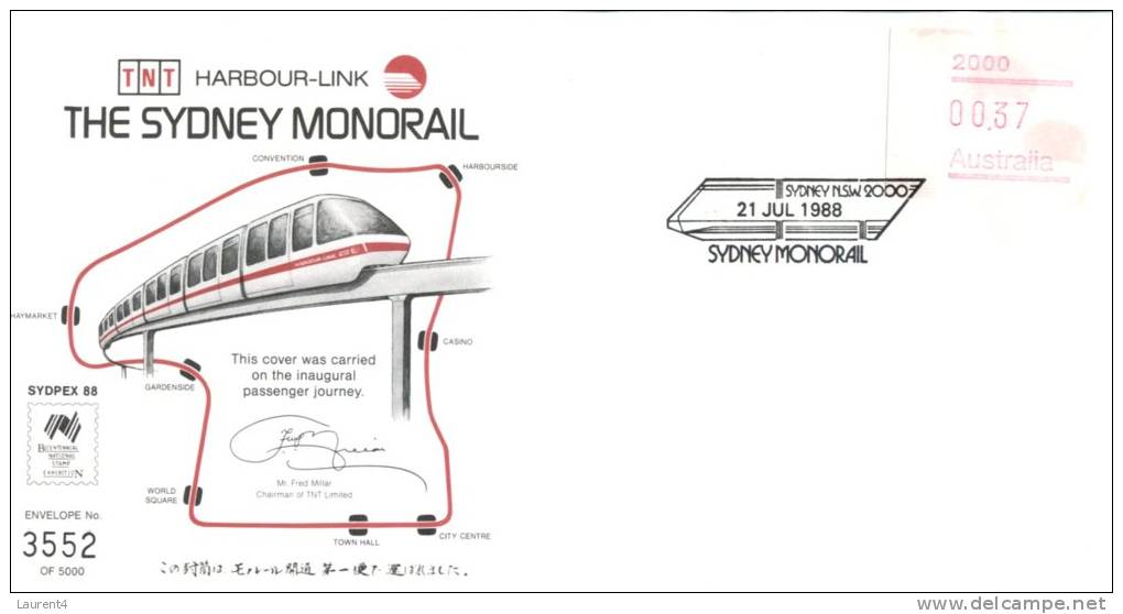 (350) The Sydney Monorail - Limited Edition Cover - 1988 - Sydpex 88 - Omslagen Van Eerste Dagen (FDC)