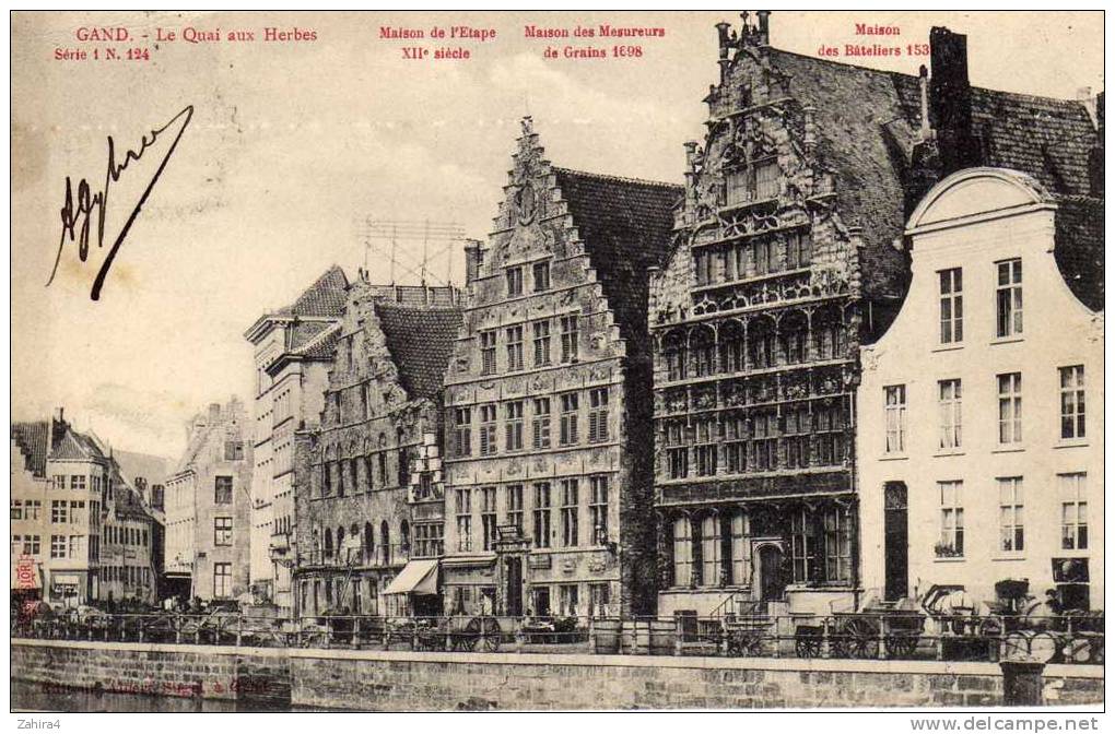 Philatélie -Gang - Quai Aux Herbes - Maison De L'étape - Maison Des Mesureurs - Maison Des Bâteliers - Serie 1 N. 124 - Gent