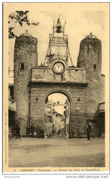 CPSM 84 CAMARET PORTAIL DU MIDI ET GRAND RUE  1940 - Camaret Sur Aigues