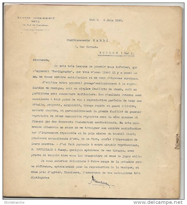 Imprimerie, Le Nardigraphe, Ets Nardi Toulon (83) Document Commercial / Lettre à En Tête France Maroc  Algerie 1928 -39 - Imprimerie & Papeterie